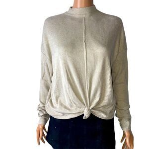 Juniors' SO Long Sleeve Cozy Mockneck Knot Front NEW long sleeve SZ SM Oatmeal